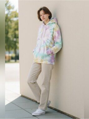 BSR By Samii Ryan Tie Dye Try Again Cloud Kangaroo Pocket Hoodie Pastel Medium